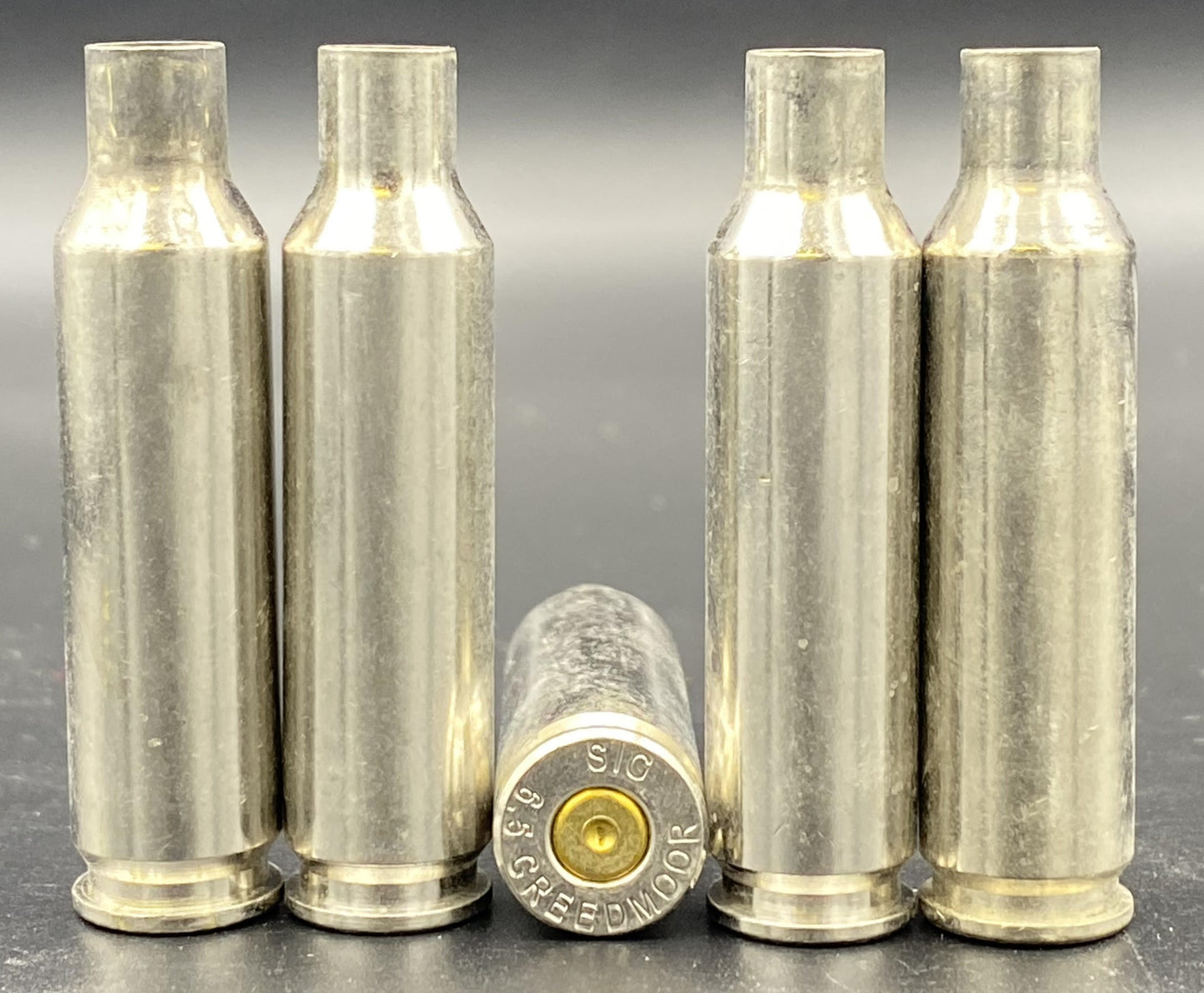 6.5 Creedmoor once fired rifle nickel. Hand sorted from reputable indoor/military ranges for reloading. Reliable spent casings for precision shooting.