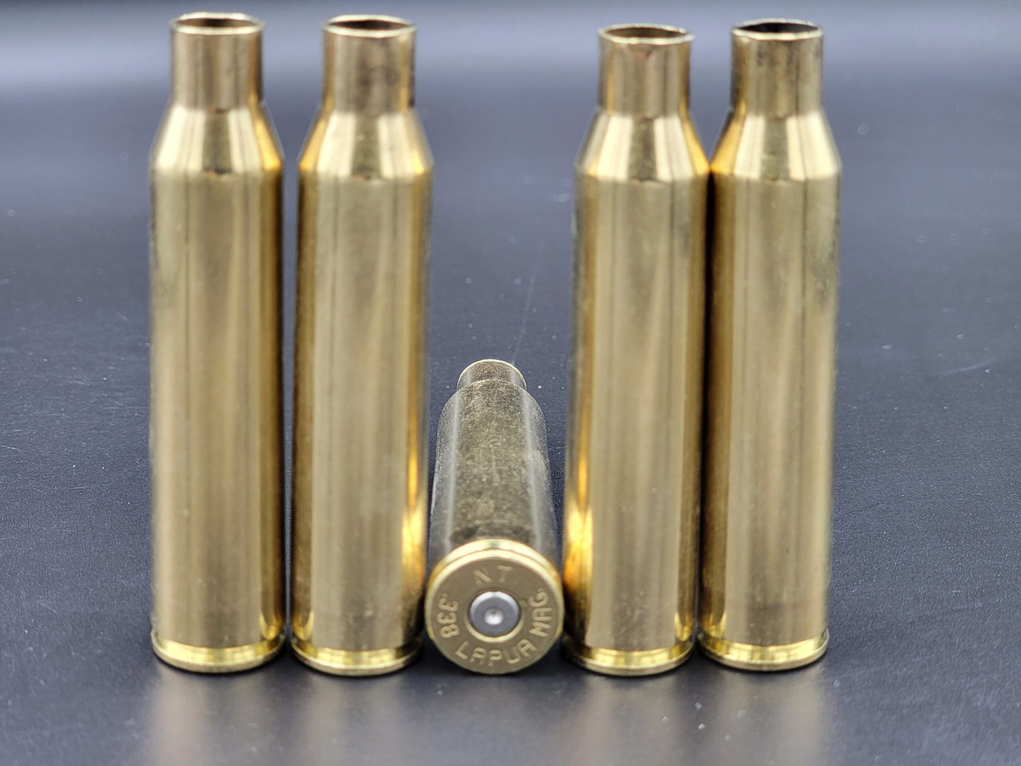 338 Lapua Mag cleaned once fired rifle brass. Hand sorted from reputable indoor/military ranges for reloading. Reliable spent casings for precision shooting.