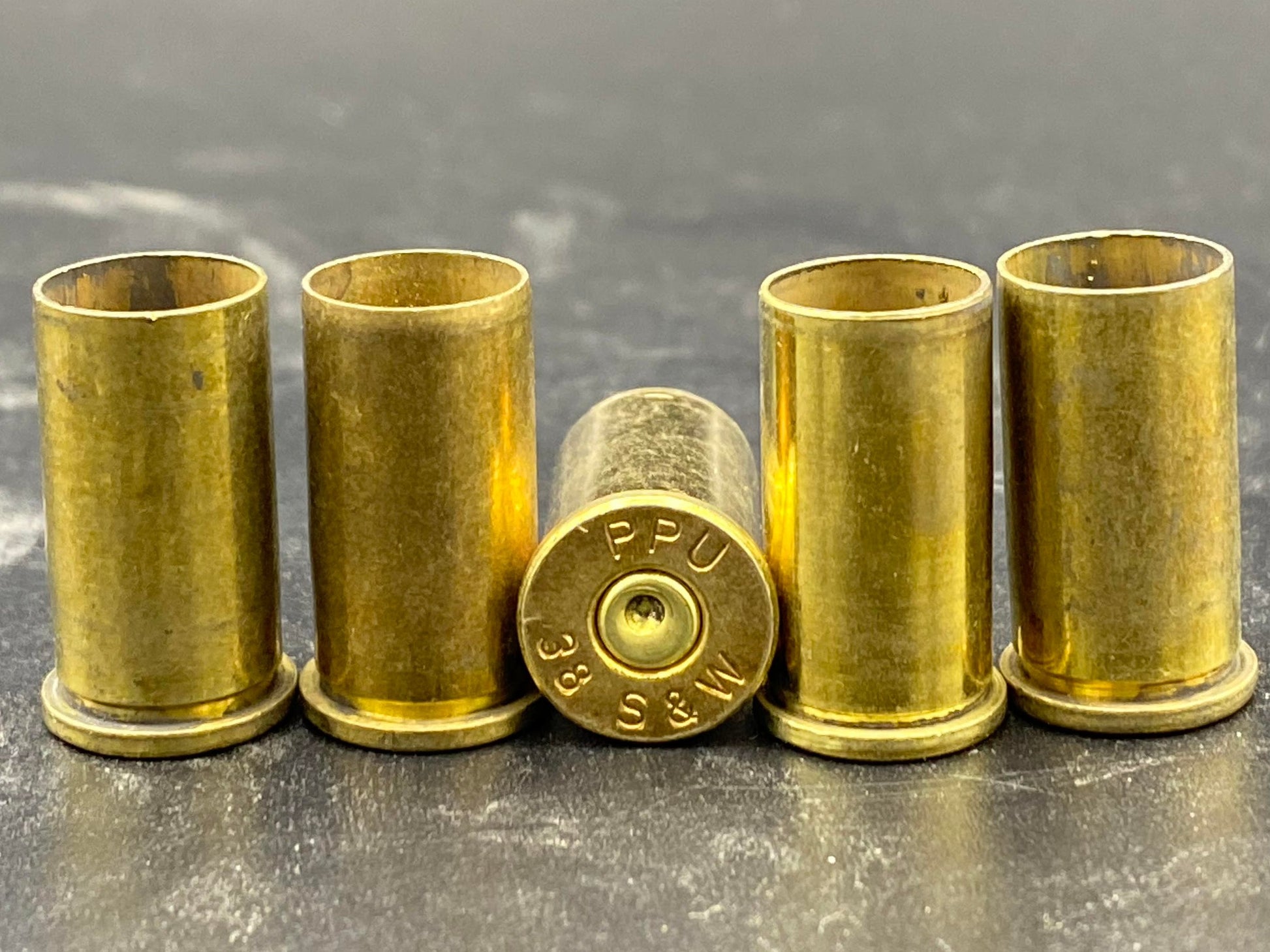 38 S&W once fired pistol brass. Hand sorted from reputable indoor/military ranges for reloading. Reliable spent casings for precision shooting.