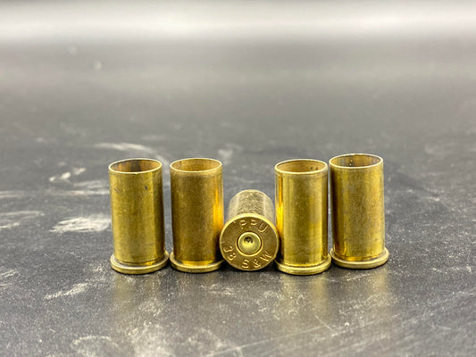 38 S&W once fired pistol brass. Hand sorted from reputable indoor/military ranges for reloading. Reliable spent casings for precision shooting.