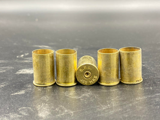 455 MK II once fired pistol brass. Hand sorted from reputable indoor/military ranges for reloading. Reliable spent casings for precision shooting.