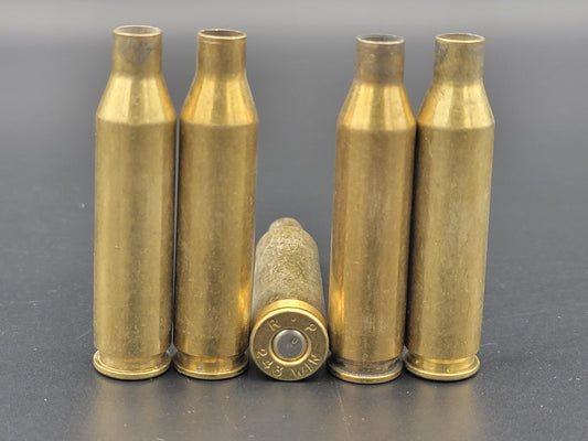 243 Win once fired rifle brass. Hand sorted from reputable indoor/military ranges for reloading. Reliable spent casings for precision shooting.