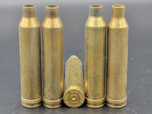 264 Win Mag once fired rifle brass. Hand sorted from reputable indoor/military ranges for reloading. Reliable spent casings for precision shooting.