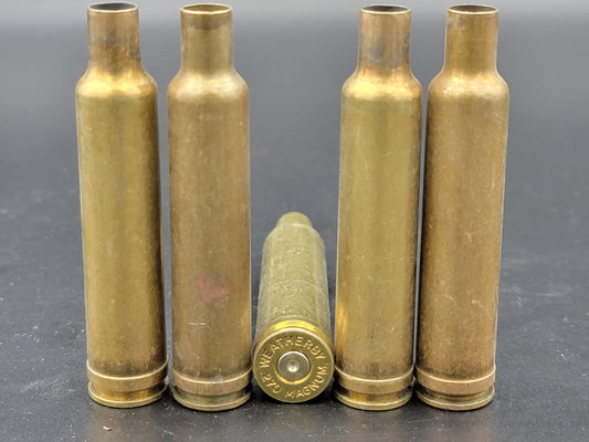270 Weatherby Mag once fired rifle brass. Hand sorted from reputable indoor/military ranges for reloading. Reliable spent casings for precision shooting.