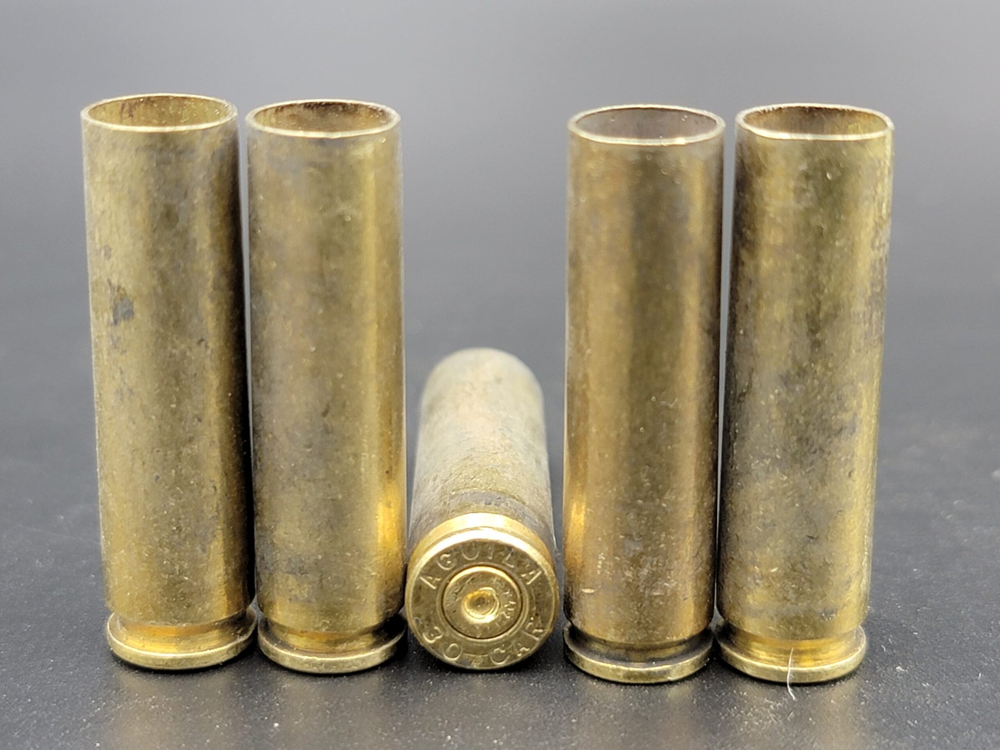 30 Carbine once fired rifle brass. Hand sorted from reputable indoor/military ranges for reloading. Reliable spent casings for precision shooting.
