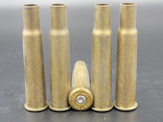 30 Rem once fired rifle brass. Hand sorted from reputable indoor/military ranges for reloading. Reliable spent casings for precision shooting.