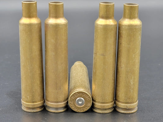 300 Mag once fired rifle brass. Hand sorted from reputable indoor/military ranges for reloading. Reliable spent casings for precision shooting.