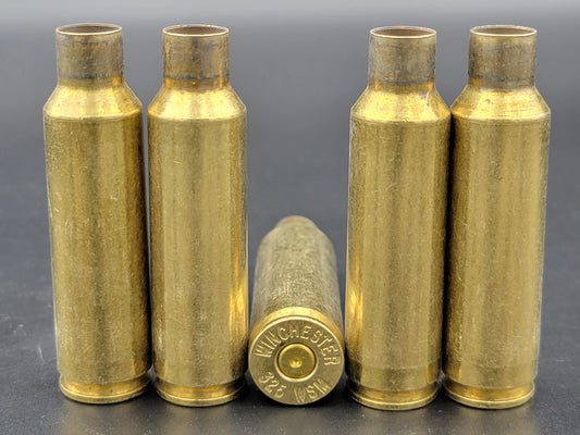 325 WSM once fired rifle brass. Hand sorted from reputable indoor/military ranges for reloading. Reliable spent casings for precision shooting.