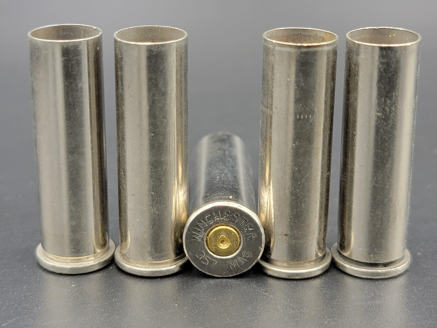 357 Mag once fired pistol nickel. Hand sorted from reputable indoor/military ranges for reloading. Reliable spent casings for precision shooting.