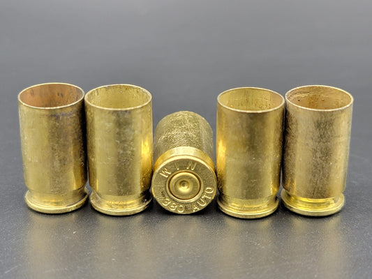 380 Auto once fired pistol brass. Hand sorted from reputable indoor/military ranges for reloading. Reliable spent casings for precision shooting.