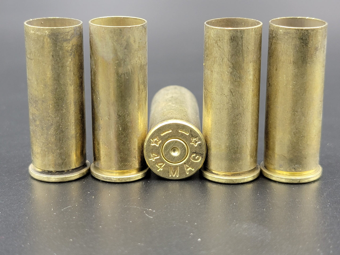 44 Rem Mag once fired pistol brass. Hand sorted from reputable indoor/military ranges for reloading. Reliable spent casings for precision shooting.