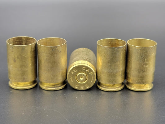 45 GAP once fired pistol brass. Hand sorted from reputable indoor/military ranges for reloading. Reliable spent casings for precision shooting.