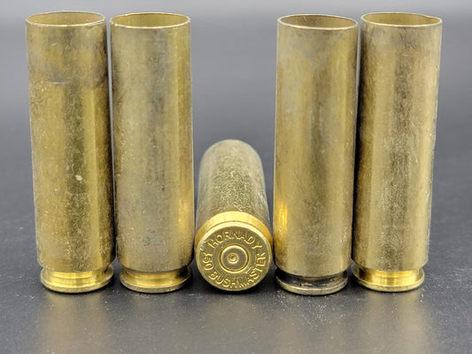 450 Bushmaster once fired rifle brass. Hand sorted from reputable indoor/military ranges for reloading. Reliable spent casings for precision shooting.