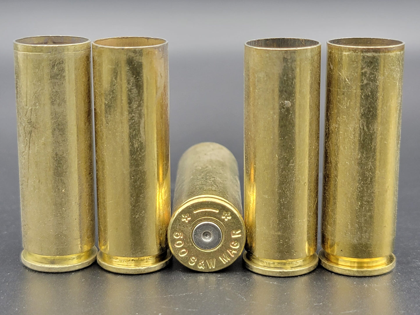 500 S&W once fired pistol brass. Hand sorted from reputable indoor/military ranges for reloading. Reliable spent casings for precision shooting.