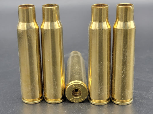 7.5x54 once fired rifle brass. Hand sorted from reputable indoor/military ranges for reloading. Reliable spent casings for precision shooting.