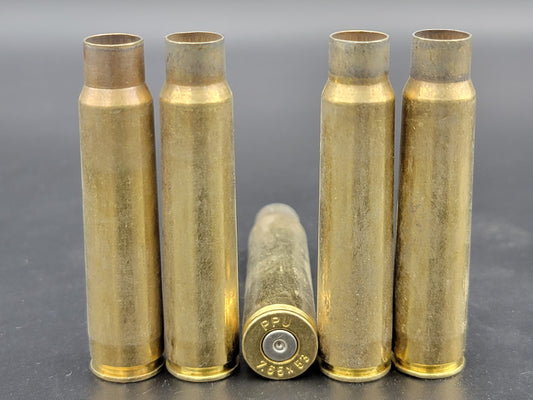 7.65x53 once fired rifle brass. Hand sorted from reputable indoor/military ranges for reloading. Reliable spent casings for precision shooting.