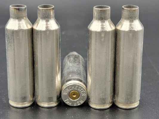 7mm WSM once fired rifle nickel. Hand sorted from reputable indoor/military ranges for reloading. Reliable spent casings for precision shooting.